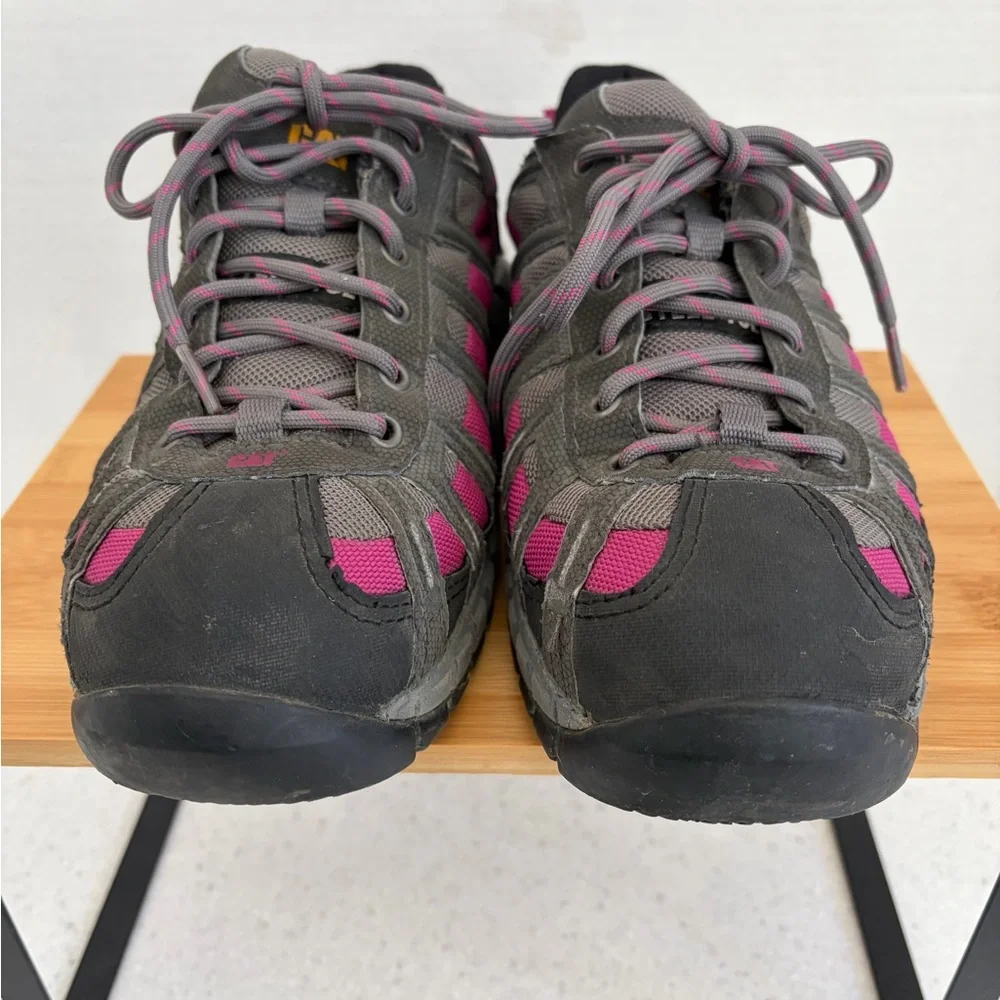CAT Women's 7.5 W Steel Toe Work Shoes Pink / Gray. Slip resistant.